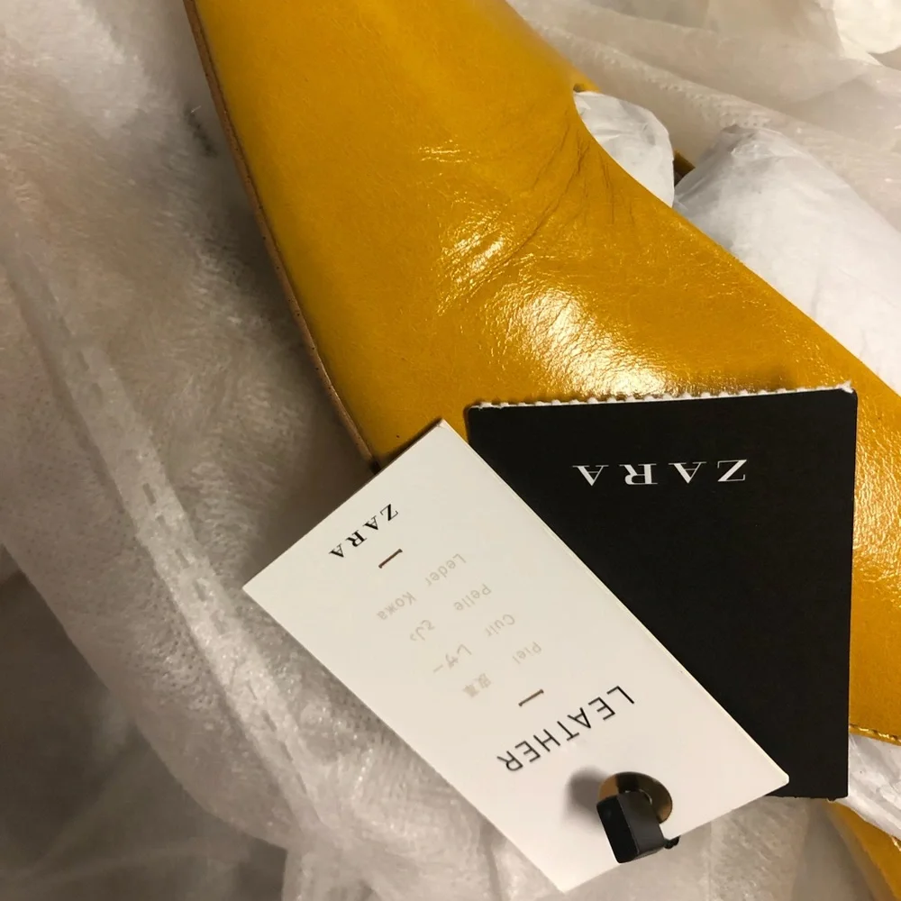 LAST NWT ZARA 100%COW LEATHER SLINGBACK KITTEN HEEL POINTED SHOES - Picture 13 of 14